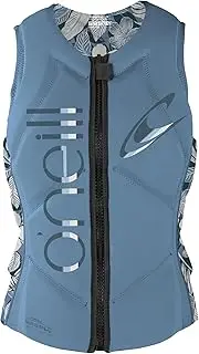 O'Neill Women's Slasher Comp Vest, Faded Denim/Palmento Tropical, 4