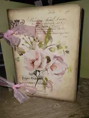 Pink Vintage Roses Junk Journal Scrapbook USA Seller