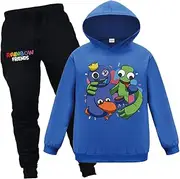 [Forlcool] Rainbow Printings Tracksuits Kids YouTube Game Merch Cotton Hoodie + Trousers Clothing Set