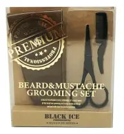 BEARD MUSTACHE GROOMING SET PREMIUM BLACK ICE