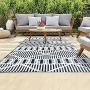 XCELERATOR Large Outdoor Rug for Patio, Reversible Portable Camping Rug, Weather Proof Plastic Straw Rug for RV Deck Camper Balcony, Zulu Geometric Tribal (240 x 600 cm)