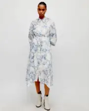 Allsaints Skye Buruberu Silk Linen Blend Dress - china_blue - US 2