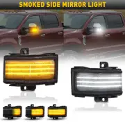SMOKED Switchback LED Strips Towing Mirror Light For 17-22 Ford Superduty EBE (for: Ford)