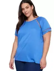 Autograph - Plus Size - Womens Summer Tops - Blue Basic - Vivid - Work Clothes