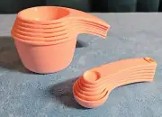 Tupperware Measuring Mates Cups & Spoons Set PEACH (New)