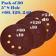 5" 8 Hole 60 120 240 Grit Sandpaper Disc Hook & Loop Sander Air Dewalt Sheet