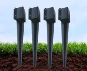 Fence Post Anchor Ground Spike Metal Black Powder Coated 32 X 4 X 4 Inches Outer