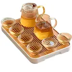 新上架-茶具 耐熱玻璃功夫茶具套裝家用整套陶瓷泡茶壺自動小茶盤簡約茶臺蓋碗
