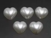 100 Ivory Pure White Acrylic Half Pearl FlatBack Heart Beads 12X12mm Scrapbook