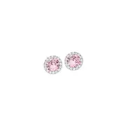 Silver Pink Cz Cluster Stud Earrings in Clear