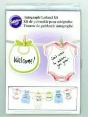 Wilton BABY SHOWER Autograph Garland Kit 24Pc. NEW 2011 RETIRED 24 TAGS & PINS