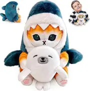 Shark Cat Plush Toy, 20cm Cat Plush Toy, Cute Shark Cat Plush Doll, Seal Cat Plush Toy, Cat Plush Toys For Kids