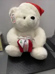 Fiesta White Teddy Bear Christmas Stocking Plush 12” 1996 Vintage