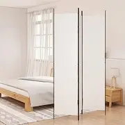 Room Divider Screen, Privacy Screen Wall Divider Room Separator 3-Panel Room Divider White 150x220 cm Fabric