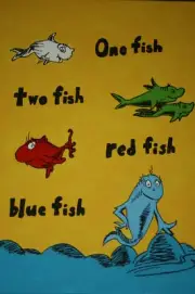 Dr. Seuss Suess One Fish Canvas Painting Room Decor NEW