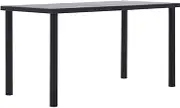 Dining Table Black and Concrete Grey 140x70x75 cm MDF,Modern Dining Table with Wood Grain Top and Metal Frame for Kitchen, Dining Room and Outdoor Dining Room Furniture