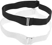 [BESPORTBLE] 2Pcs Adjustable No Show Elastic Waist Belt for Men Women Invisible Flat Buckle Stretchy Strap Comfortable Fit for Jeans Dresses Black White Color Options