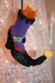 RAZ Halloween Witch Boot Ornament Purple Black Spider Web Halloween Decorations