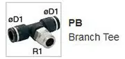 PB3/8-N2U...PISCO BRANCH TEE FITTING, 3/8" TUBE OD, NPT1/4"