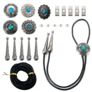 Zinc Alloy Buttons Cord End Braided Cowhide Cord DIY Flower Bolo Tie Making Kit