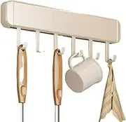 IOIUSKKU Wall Mounted Kitchen Hook Rack for Spoon Shovel Storage Organization Row Hook Storage Rack Stainless Steel Spatulas, White 30cm