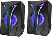 Mipcase 1Pair RGB Gaming Speakers USB Powered Stereo Sound System with Lights for Desktop Laptops Tvs Aux for Enhanced Music Gaming Experience