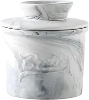 French Butter Crock for Counter with Water Line, Butter Dish Butter Crock French Butter Butter Keeper Butter Dish with Lid Butter Dish with Lid for Countertop(Stone Grain)