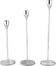 [OLGyn] Fashion Christmas Candle Stand Table Decor Candle Holders Metal Home Candlestick Wedding Exquisite Luxury (Color : Silver)