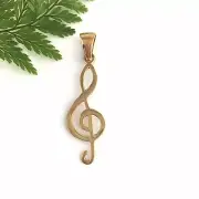Treble Clef Musical Note Gold Pendant Key Ring - Musician or Music Lover Singer