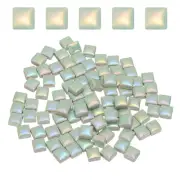 100g Square Mosaic Tiles, Ceramic Mosaic Tiles, 0.4 x 0.4Inch, Laser Green