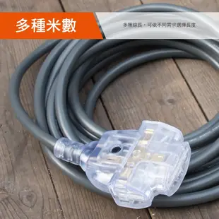 【群加】台灣製造2P 1擴3插工業用動力延長線 TU23V8-5米~15米-夜燈設計/過載保護總開關-【雲升數位】