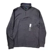 Club Room Quarter-Zip French Rib Pullover Sweater Mens Small Dark Grey