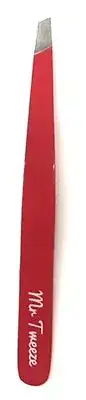 Mr Tweeze Stainless Steel Slant Tweezer, Red