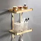 Luxury Gold Polished Bathroom Shower Caddy Corner Shampoo Shelf Storage Basket