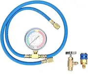 R134a Refrigerant Charging Hose with Pressure Guage, Car AC Air Conditioning Refrigerant Recharge Measuring Pipe Universal 1/4inch SAE Port