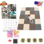 Thick 1cm Kids Interlocking Foam Mats in Brown Beige Gray - Safe Play Area