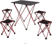 Portable Picnic Table，Outdoor Five Pieces of Outdoors Folding Tables a nd Chairs Portable for Adults
