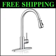 Modern Stainless Steel Kitchen Faucet, Easy Install with 24" Retractable Hose
