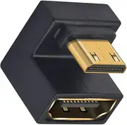 8K U Shaped Mini HDMI to HDMI Adapter, UHD Up Angle 180 Degree Male to Female With LED Lights, 48Gbps for Cameras, Projectors - 1 Pack