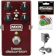 MXR M85 Bass Distortion Pedal Bundle with Dunlop ECB003 Power Supply and Dunlop Variety Pick Pack