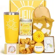 BRIGHTEN UP HER DAY! Unique 11pcs Birthday Gift Baskets for Women - Sister & Friendship Cheer Up Box with Get Well Soon & Sunshine Gifts!
