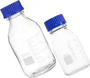 Cabilock 2pcs Wide Mouth Glass Bottles With Caps Laboratory Bottles For Precise Measurement Chemical Storage And Liquid Sampling Holder
