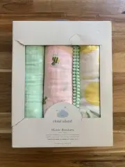 NEW Cloud Island Muslin Swaddle Blankets Honeybee 3pk Set Pink/Yellow/Green