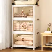 Stackable Storage Bins with Lids, Plastic Storage Cabinet Storage Box Collaps...