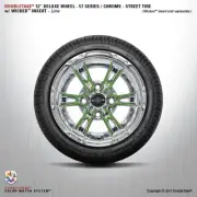 Set of 4 Double Take Chrome Lime 57 series Wheel and Tire 12" golf cart