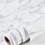 Kitchen Anti-Oil Stickers White Roll Kitchen Wallpaper countertop Cabinet Furniture renovated Marble Contact Paper Waterproof Thick self-Adhesive Wallpaper practicalWs (17.71 “x78.7”)