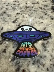 Dutch Bros Sticker NEW March 2025 “Out of This World Coffee” aliens spaceship