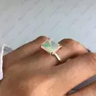 9x11mm Emerald Cut Ethiopian Opal Solitaire Engagement Ring Solid18k Yellow Gold