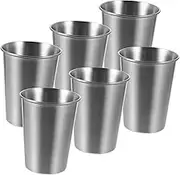 PEPLAYTAL 6Pcs Stainless Steel Drinking Cups Stackable Portable Reusable Cups for Beer Water Mixed Drinks for Home Parties Outdoor Use