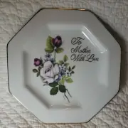 LEGO Plate "To MOTHER With LOVE" White & Pink Roses GOLD Trim Octagon Japan